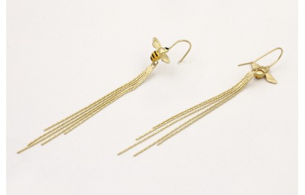 Pendientes perno abeja esmaltada negra y amarilla 