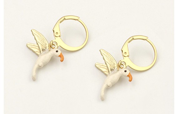 Pendientes perno de seguridad con colgante colibri