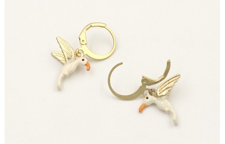 Pendientes perno de seguridad con colgante colibri