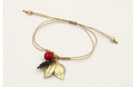 Pulsera hilo dorado palido con nudo serpiente, man