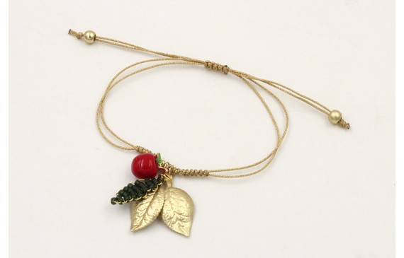 Pulsera hilo dorado palido con nudo serpiente, man