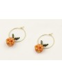 Pendientes aro dorado con bola corales y ramas miy