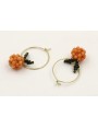 Pendientes aro dorado con bola corales y ramas miy