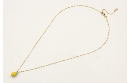 Solitario cadena eslabón dorado con limón esmaltad