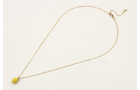 Solitario cadena eslabón dorado con limón esmaltad