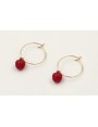 Pendientes aro dorado con manzanas esmaltadas roja