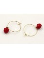 Pendientes aro dorado con manzanas esmaltadas roja