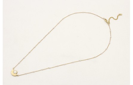 Solitario de cadena con perlas y colgante ojo con 