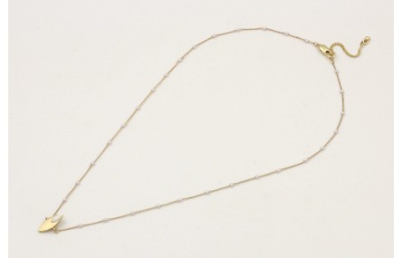 Solitario de cadena con perlas y colgante ovalo co