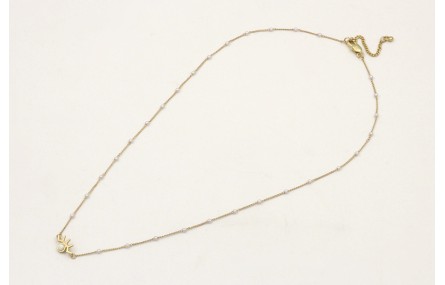 Solitario de cadena con perlas y colgante ojo pest