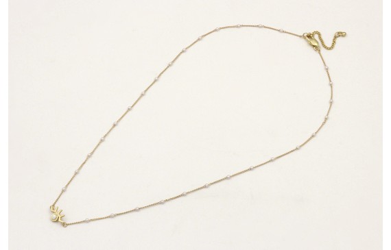 Solitario de cadena con perlas y colgante ojo pest