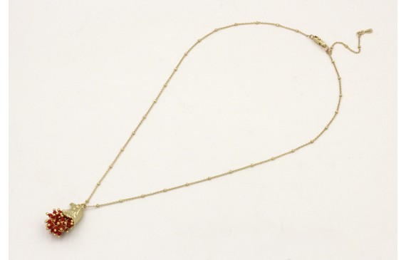 Collar cadena micro bola dorada mate con colgante 