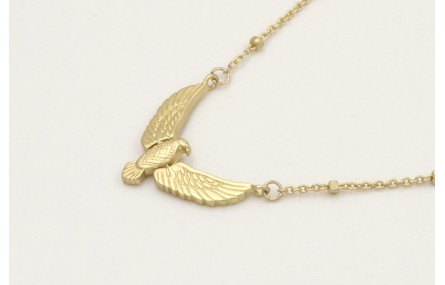 Collar cadena micro bola dorada mate y corales int