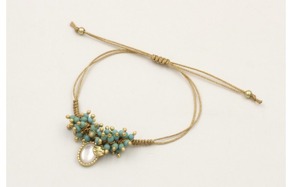 Pulsera hilo dorado palido con colgante colgante o