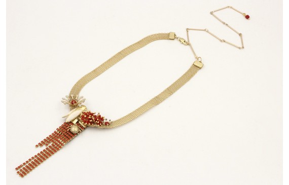 Collar cadena tira plana, colgante cadena strass c