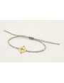 Pulsera hilo gris claro con tubitos aplastados y e