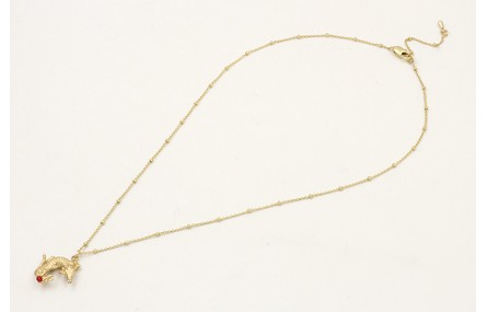 Solitario cadena micro bolas dorado mate con colga