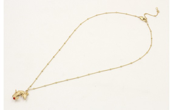 Solitario cadena micro bolas dorado mate con colga