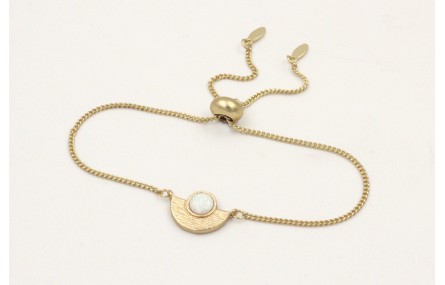 Pulsera cadena eslabón plana dorada mate con entre