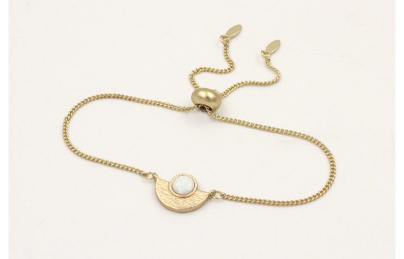 Pulsera cadena eslabón plana dorada mate con entre