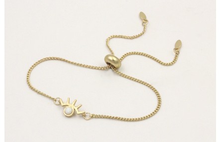 Pulsera cadena eslabón plana dorada mate con entre