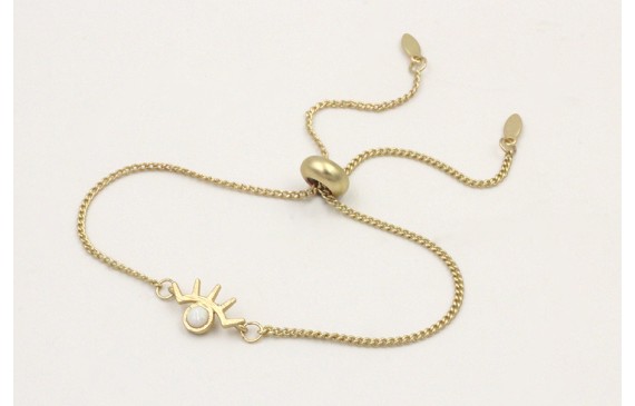 Pulsera cadena eslabón plana dorada mate con entre