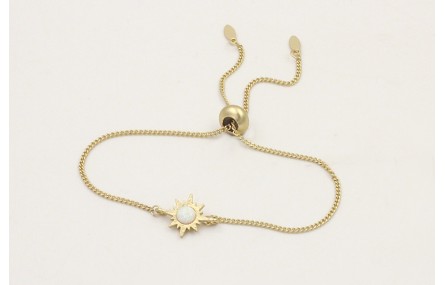 Pulsera cadena eslabón plana dorada mate con entre