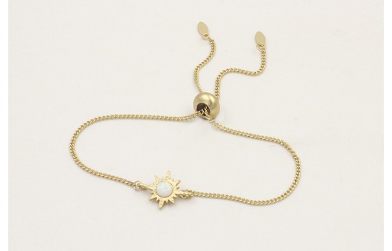 Pulsera cadena eslabón plana dorada mate con entre