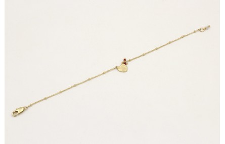 Pulsera cadena micro bola dorada mate con colgante