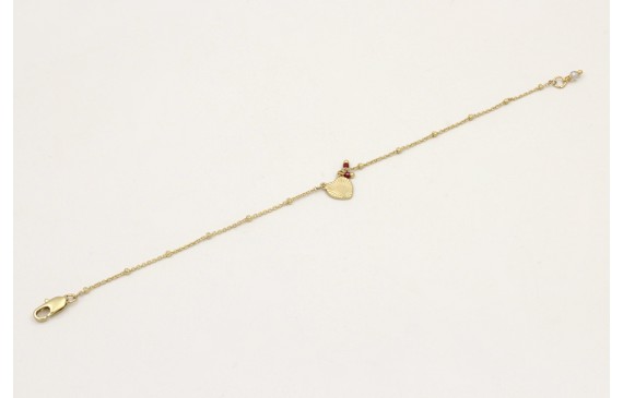 Pulsera cadena micro bola dorada mate con colgante