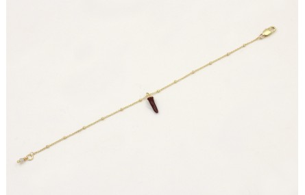 Pulsera cadena micro bola dorada mate con colgante