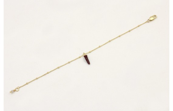 Pulsera cadena micro bola dorada mate con colgante