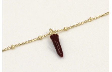 Pulsera cadena micro bola dorada mate con colgante