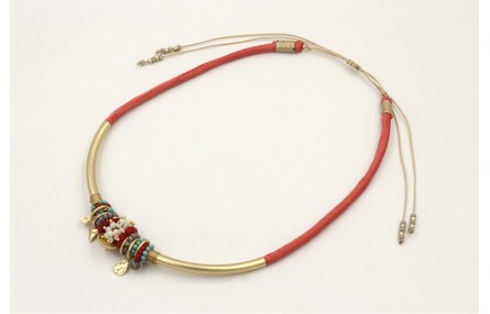 Collar seda rellena naranja tubo curvado curvado d