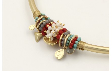 Collar seda rellena naranja tubo curvado curvado d