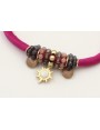 Pulsera seda rellena fucsia colgante estrella cris