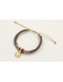 Pulsera seda rellena gris con nudo macrame con per