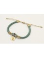 Pulsera seda rellena verde con nudo macrame con pe