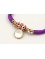 Pulsera seda rellena morado con nudo macrame con p