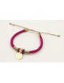 Pulsera seda rellena fucsia con nudo macrame con p