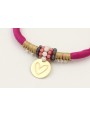 Pulsera seda rellena fucsia con nudo macrame con p