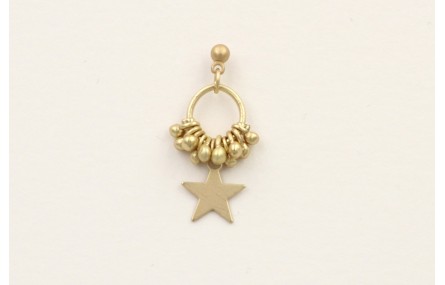 Single earrings con colgante estrella  y bolitas e