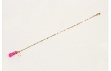 Pulsera cadena con chapita intercalada dorado mate