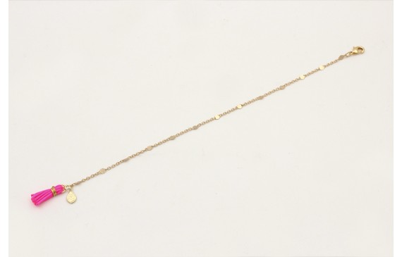 Pulsera cadena con chapita intercalada dorado mate