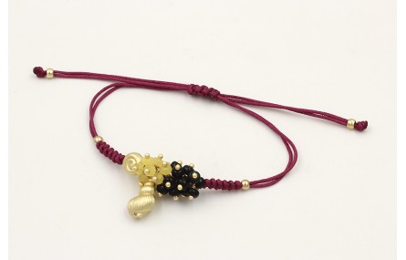 Pulsera hilo granate nudo serpiente con caracolill