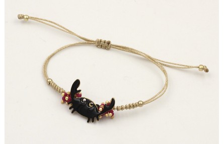 Pulsera hilo dorado palido fino con cangrejo esmal