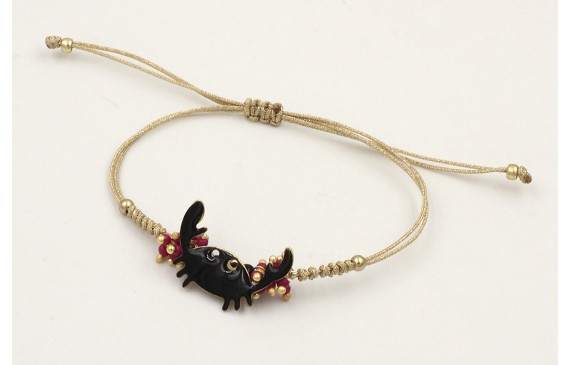 Pulsera hilo dorado palido fino con cangrejo esmal