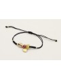 Pulsera hilo negro nudo serpiente con concha y col