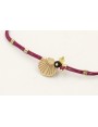Pulsera hilo granate con tubitos aplastados, conch