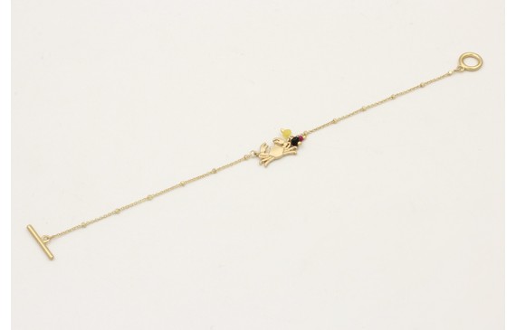 Pulsera cadena micro bola dorada mate con cangrejo